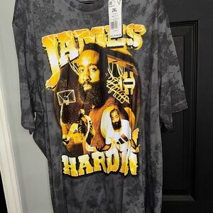 Adidas James Harden Gray T-Shirt with Yellow Graphic